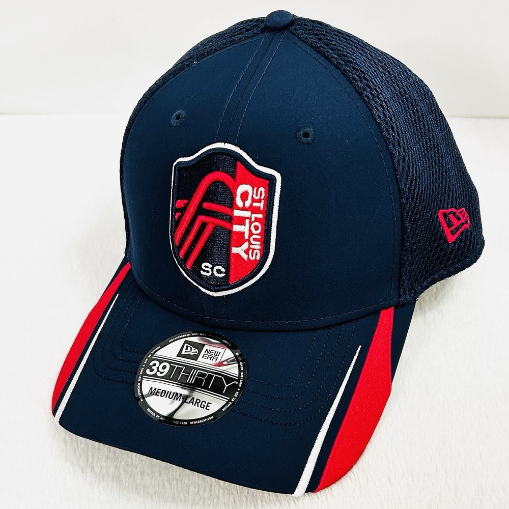 St. Louis City SC New Era Team Logo 39THIRTY Stretch Hat Cap M/L Blue MLS Soccer